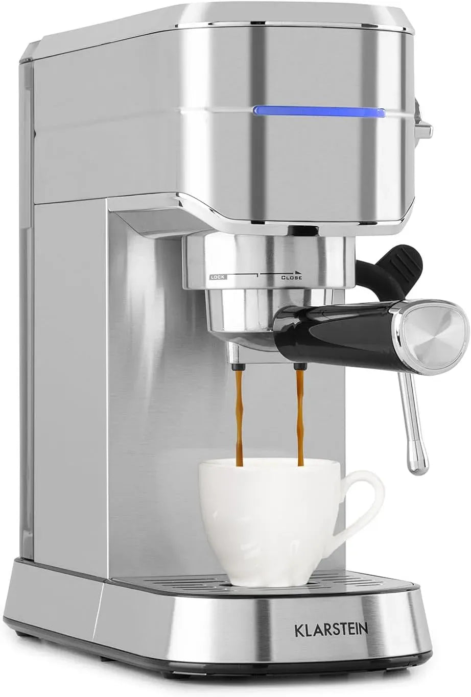 Klarstein Montalatte, 1450 W, cappuccinatore, argento, 20 bar, qualità barista