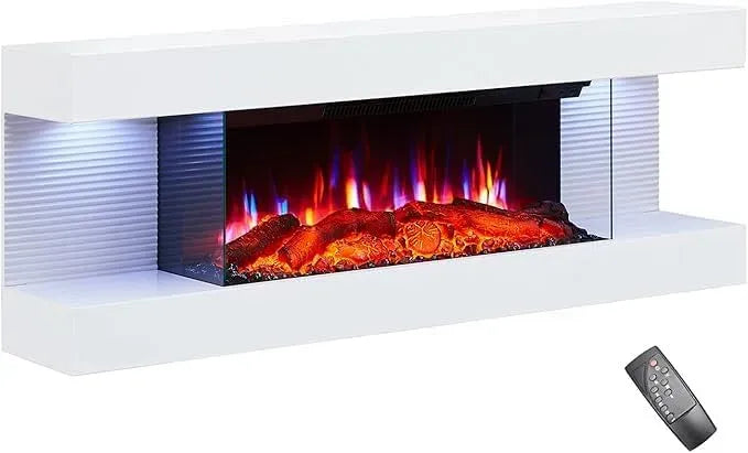 termostato, illuminazione a LED, Balderia Camino Elettrico Lumina elettrico da parete con effetto fiamma 3D, riscaldamento 1000/2000 W, camino con