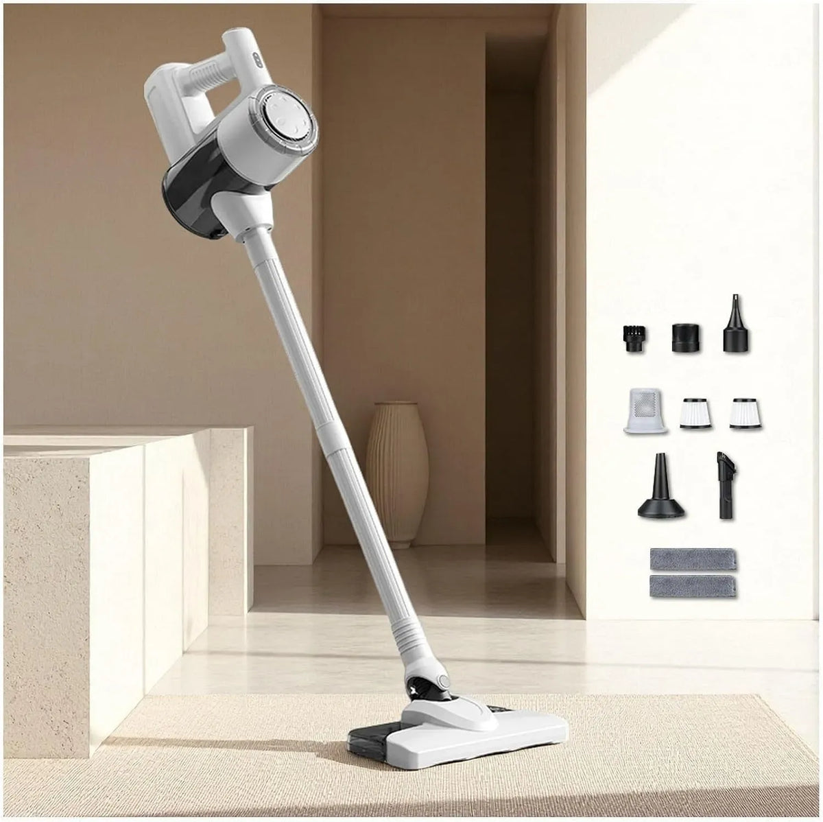 Capelli di Animali, Scopa Elettrica Lava E Aspira Leggero Versatile Scopa a Vapore Senza Fili per Pavimenti, Lava E Aspira Pavimenti 5 in 1 Portatile