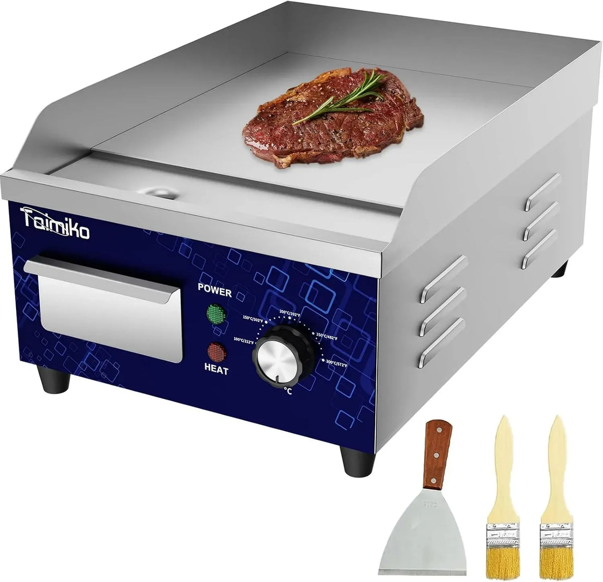 Griglia, 1700 W, ghisa, acciaio inox, TAIMIKO