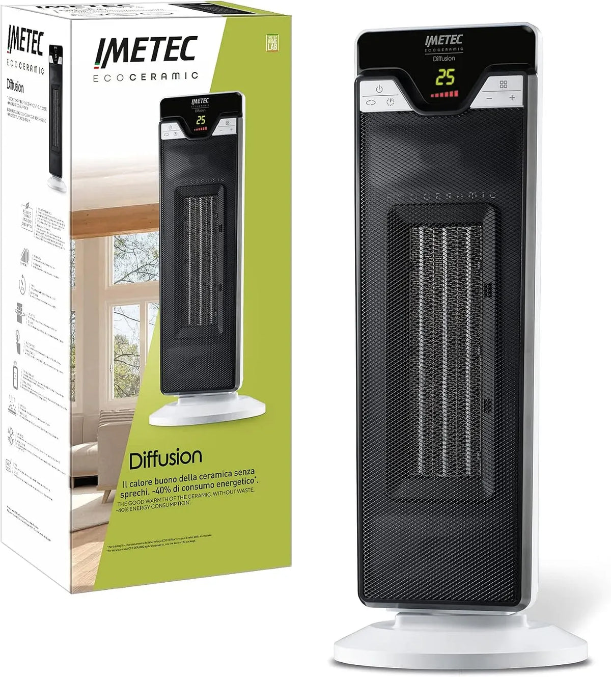 Ventilatore, timer, Imetec Eco Ceramic Diffusion, 6 Regolazioni di temperatura