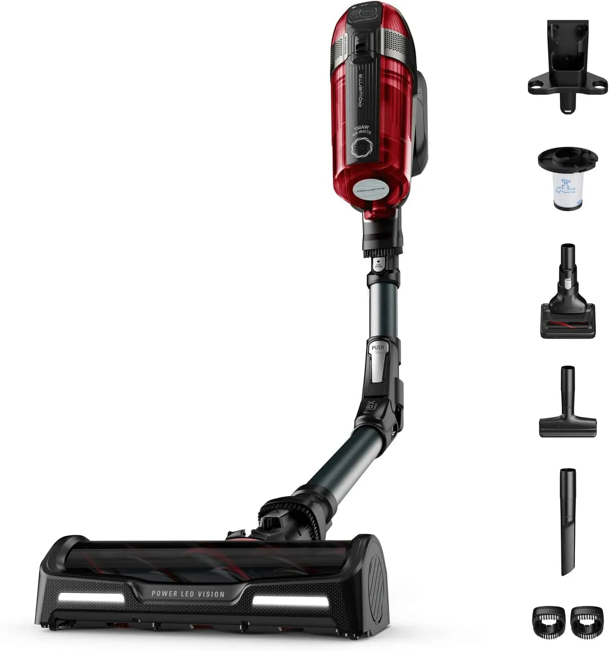 Rowenta RH98A8 Aspirapolvere, grigio, 45 min di Autonomia, 60 Animal Care, Tecnologia Flex, X-Force 12, 150 Air Watt