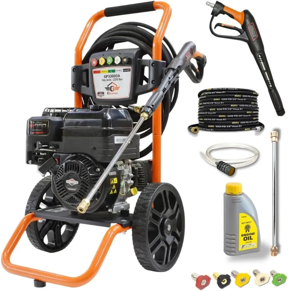 HP XR950 GP3300DA Idropulitrice, Portata 14 L/min, Motore Briggs & Stratton 6, Tubo 10 m, GASPPER