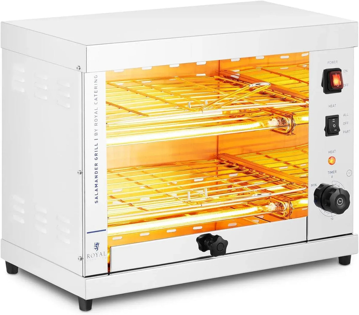 RC-SGI01 Timer 15 minuti, Inox, per Royal Catering Tostiera Elettrica Salamandra Professionale, 3200 W