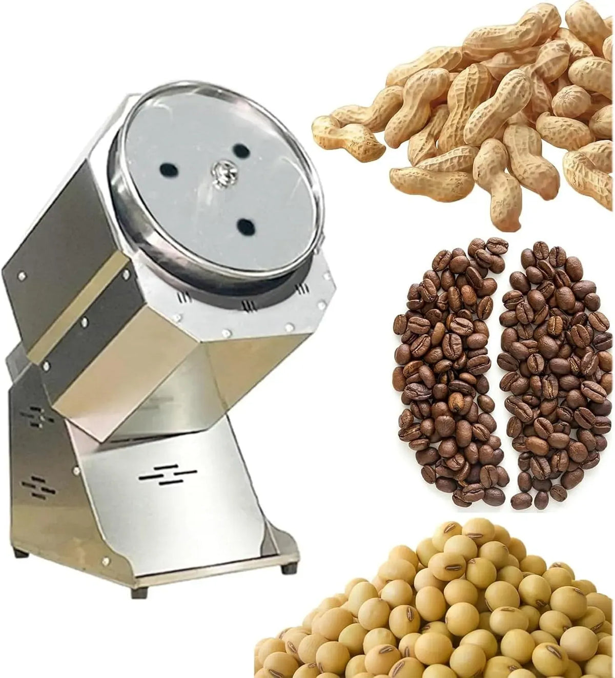 0-60min 1-4kg/tempo Tostatrice Elettrica Per Noci, Tostatrice Per Chicchi Caffè Da 2500W Con Tubo Riscaldante In Acciaio Inossidabile, Temperatura