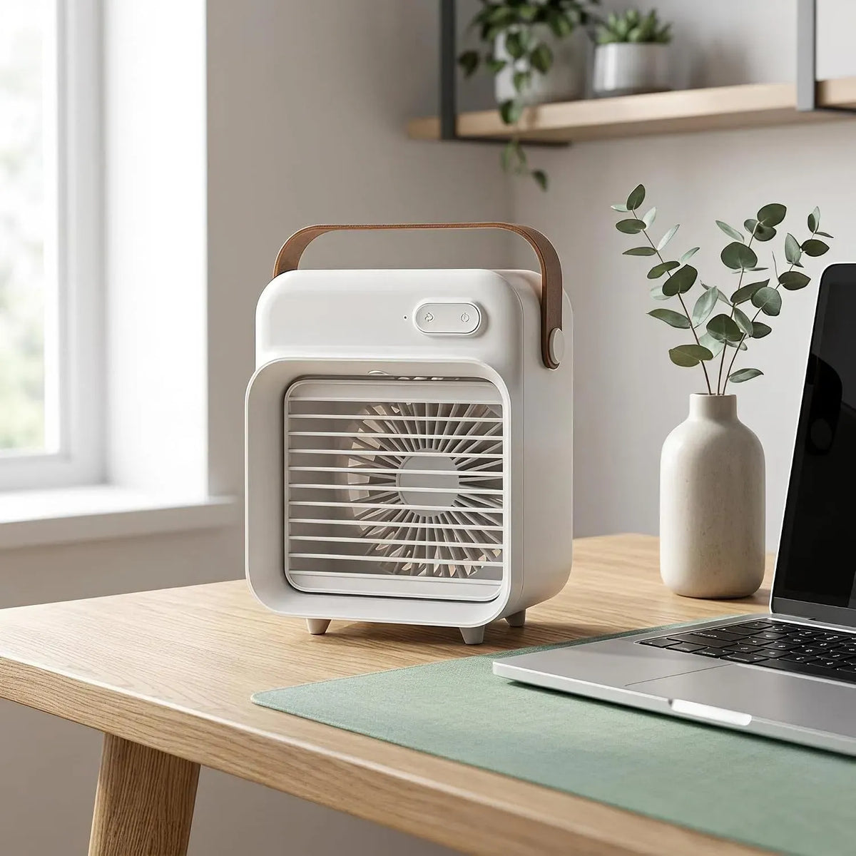 Ventilatore, portatile, bianco, ventola per circolazione dell'aria, Aetherion Raffrescatore E Umidificatore Daria Portatile Wireless da Tavolo