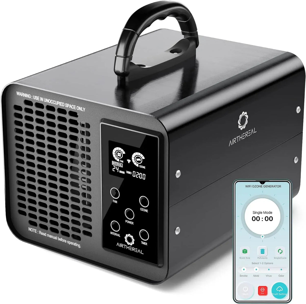 MA10K-PRO Generatore, generatore di ozono e purificatore, timer, Wi-Fi, Airthereal