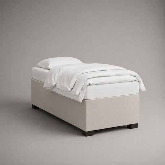 Set letto singolo continentale con materasso, rivestimento in poliestere beige, 90 x 200 cm