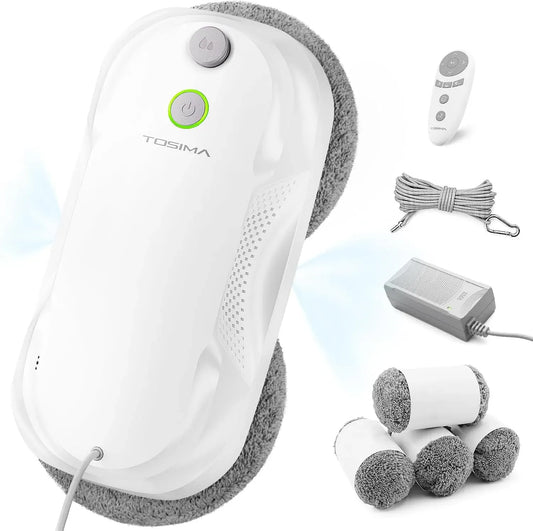 Lavavetri, Robot, pulitore elettrico per vetri, bianco, per Finestre con Spruzzo Bidirezionale