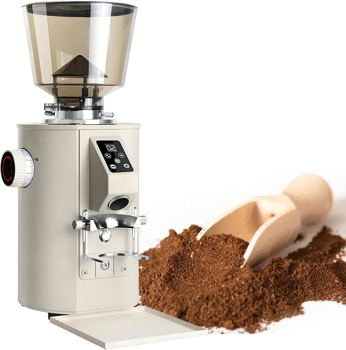 Macinacaffè Professionale per caffè Espresso, Macina Piatta in Acciaio Inox da 64 Mm, Macinacaffè Commerciale per Chicchi di caffè dotato di capacità