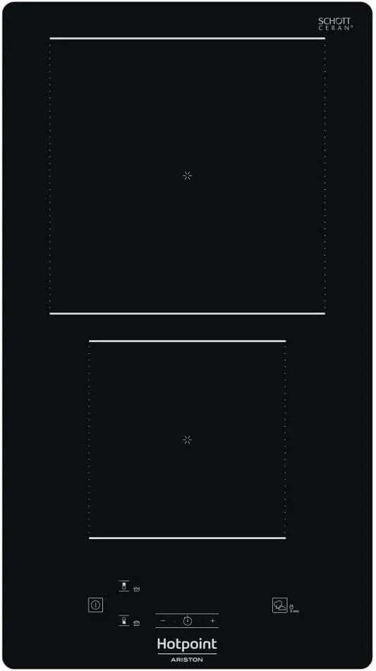 Piano cottura a induzione, 28,4cm, 2 fuochi, piastra a induzione, Hotpoint HQ 0930S, 10 livelli di potenza, Profondità 51,0cm, Altezza 5,4cm, 5,4 cm