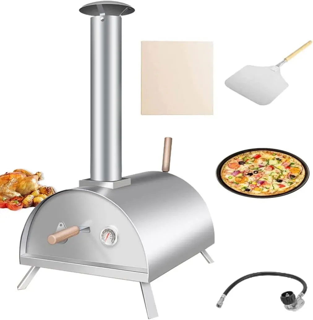 Forno elettrico per pizza, portatile, pietra refrattaria, acciaio inox