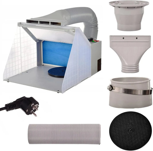 Purificatore d'aria, portatile, Cabina di verniciatura portatile con piattaforma girevole, illuminazione a LED