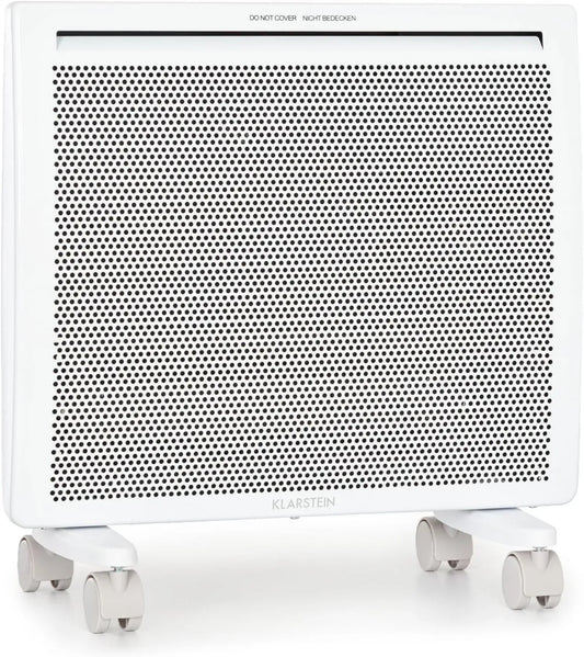 Klarstein Stufa Elettrica Basso Consumo, Termoconvettore Elettrico a Parete con Termostato, Stufa Elettrica 1000W, Termosifone Elettrico Basso Consumo