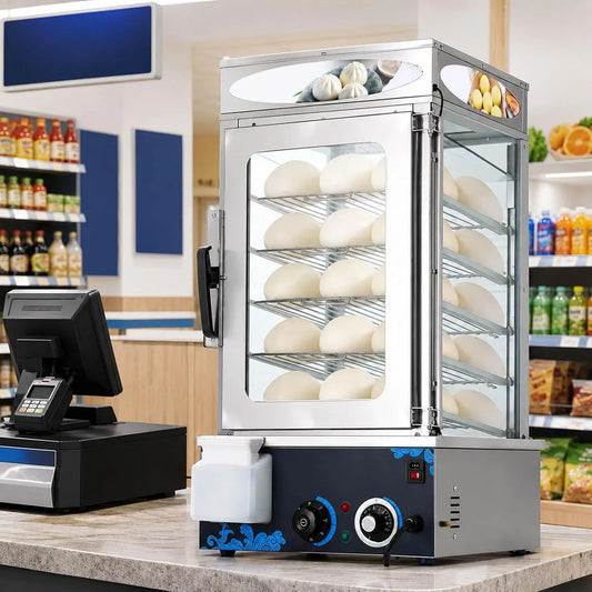 Vaporiera Commerciale per Panini 1200W 5 Ripiani Vetrina Riscaldata Pro