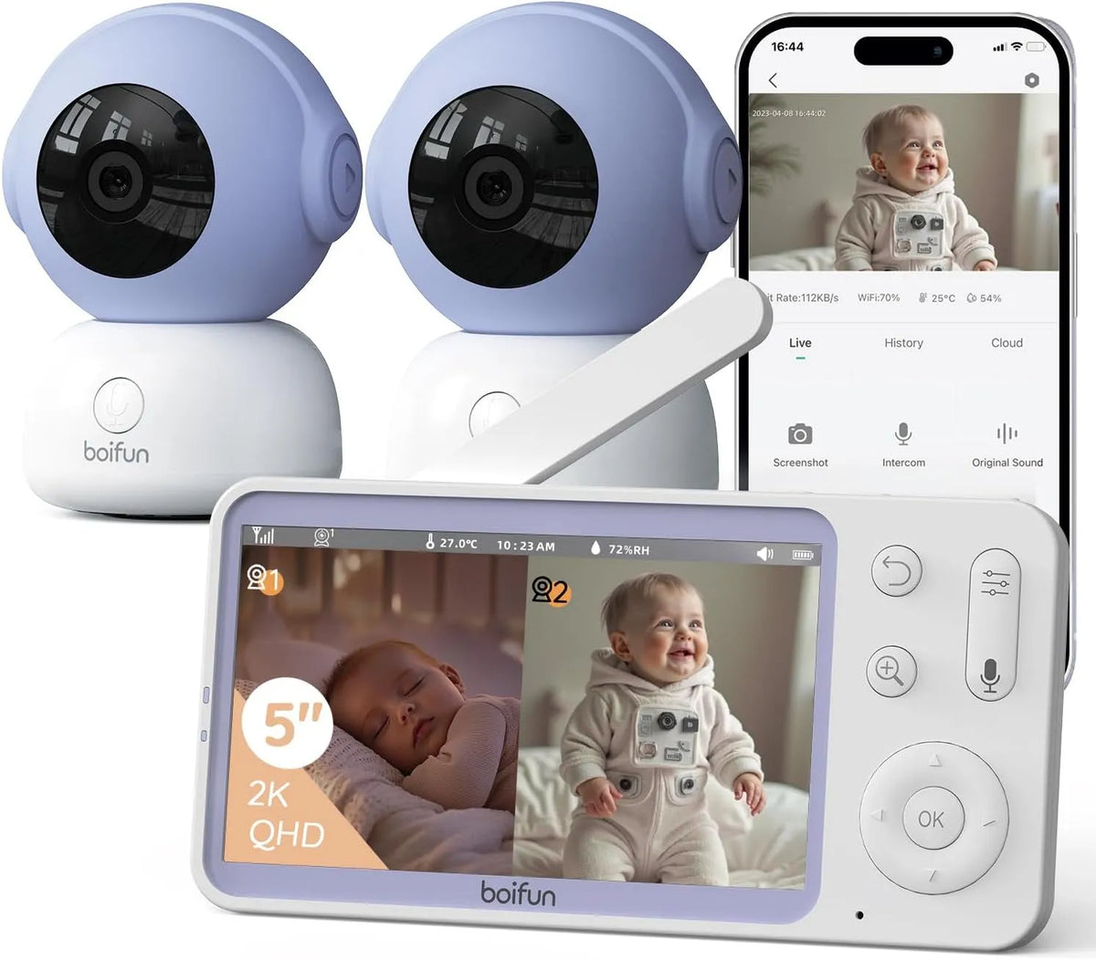 Monitor, Boifun, pannello IPS, Controllo da APP Mobile & Display, Schermo 5'' IPS