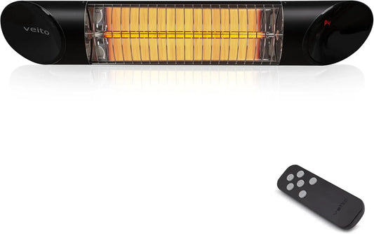 Veito Blade Mini, Stufa da parete e soffitto, impermeabile IP55, 1200 W, per interni ed esterni, colore: nero/argento
