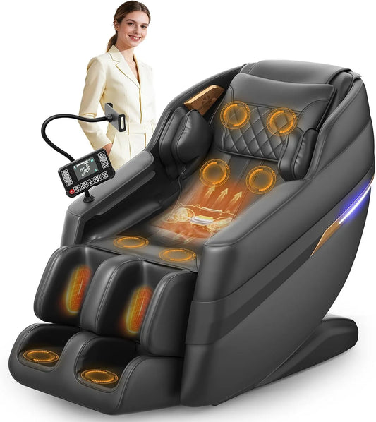 Poltrona relax con massaggio, FURNIMAT, Bluetooth, effetto 3D, Controllo vocale AI e altoparlante Bluetooth, 8 airbag