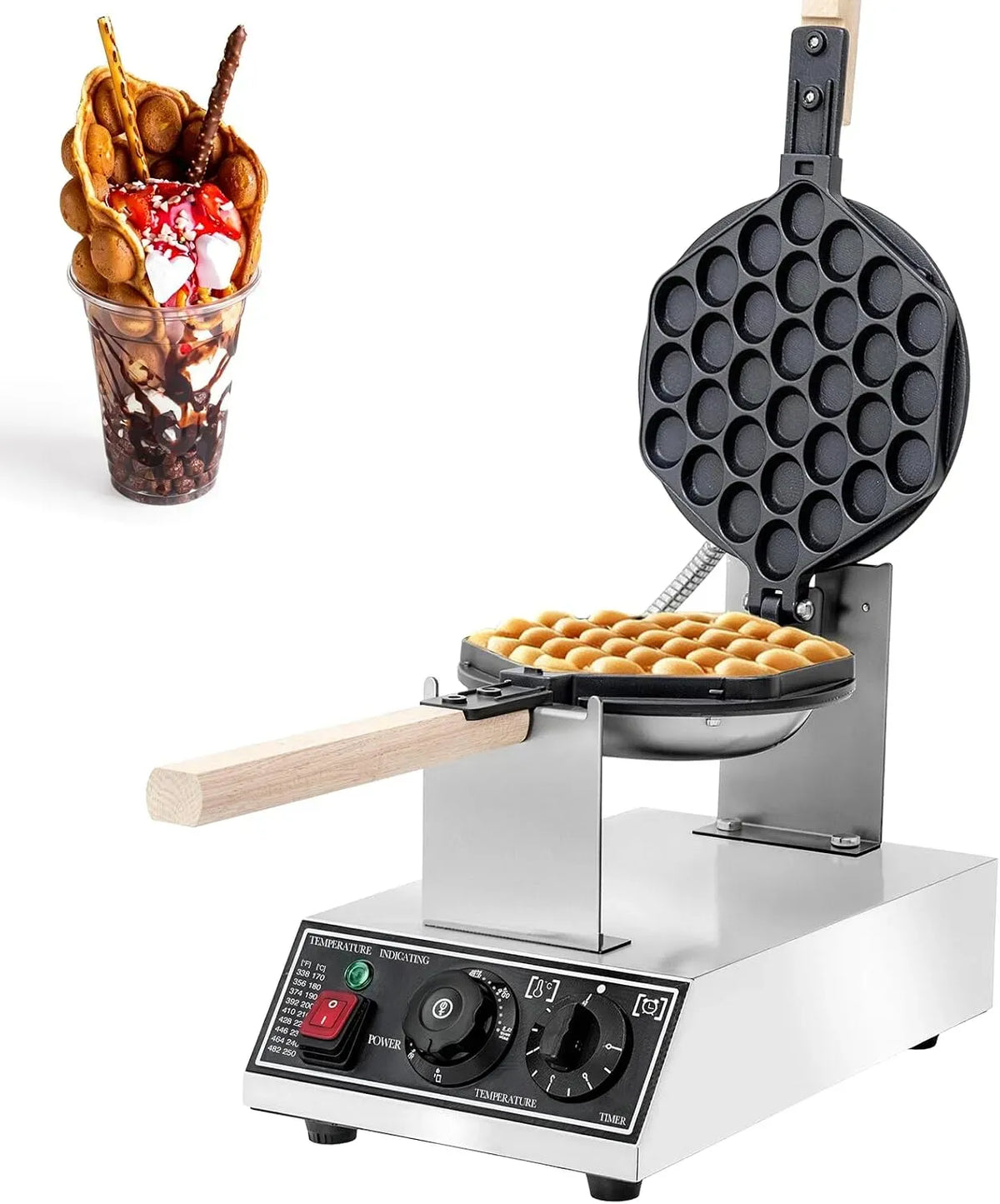 macchina per waffle, Piastra, piastra elettrica per waffle, 50 a 250 °C, timer, rivestimento antiaderente