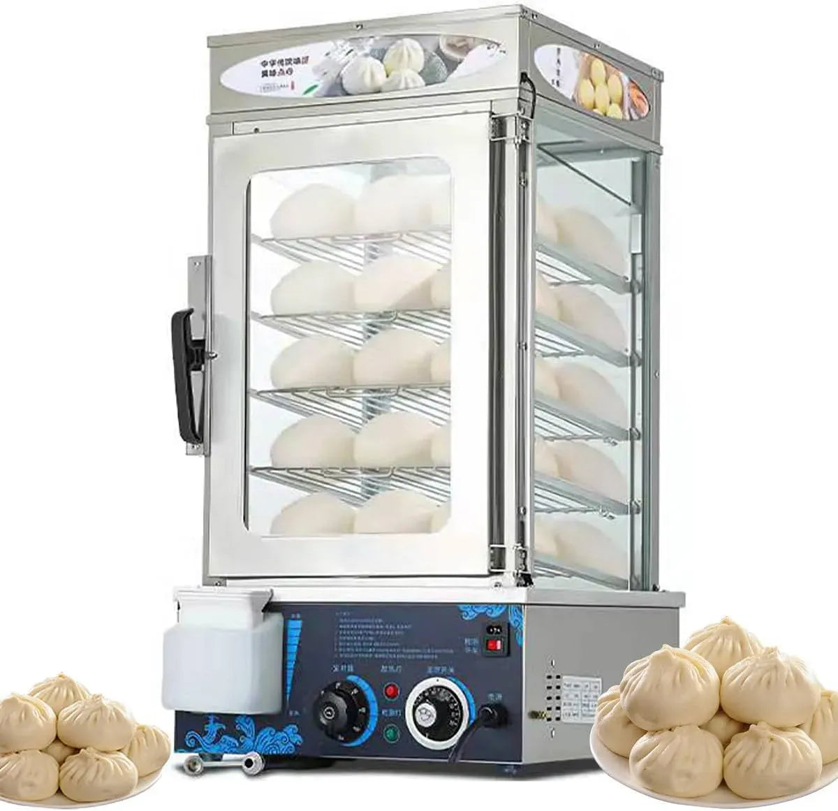 Scaldavivande Elettrico per Alimenti, Ideale per Dim Sum e Bao Bun, Vaporiera elettrica Professionale a 5 Strati per panini, con intervallo di