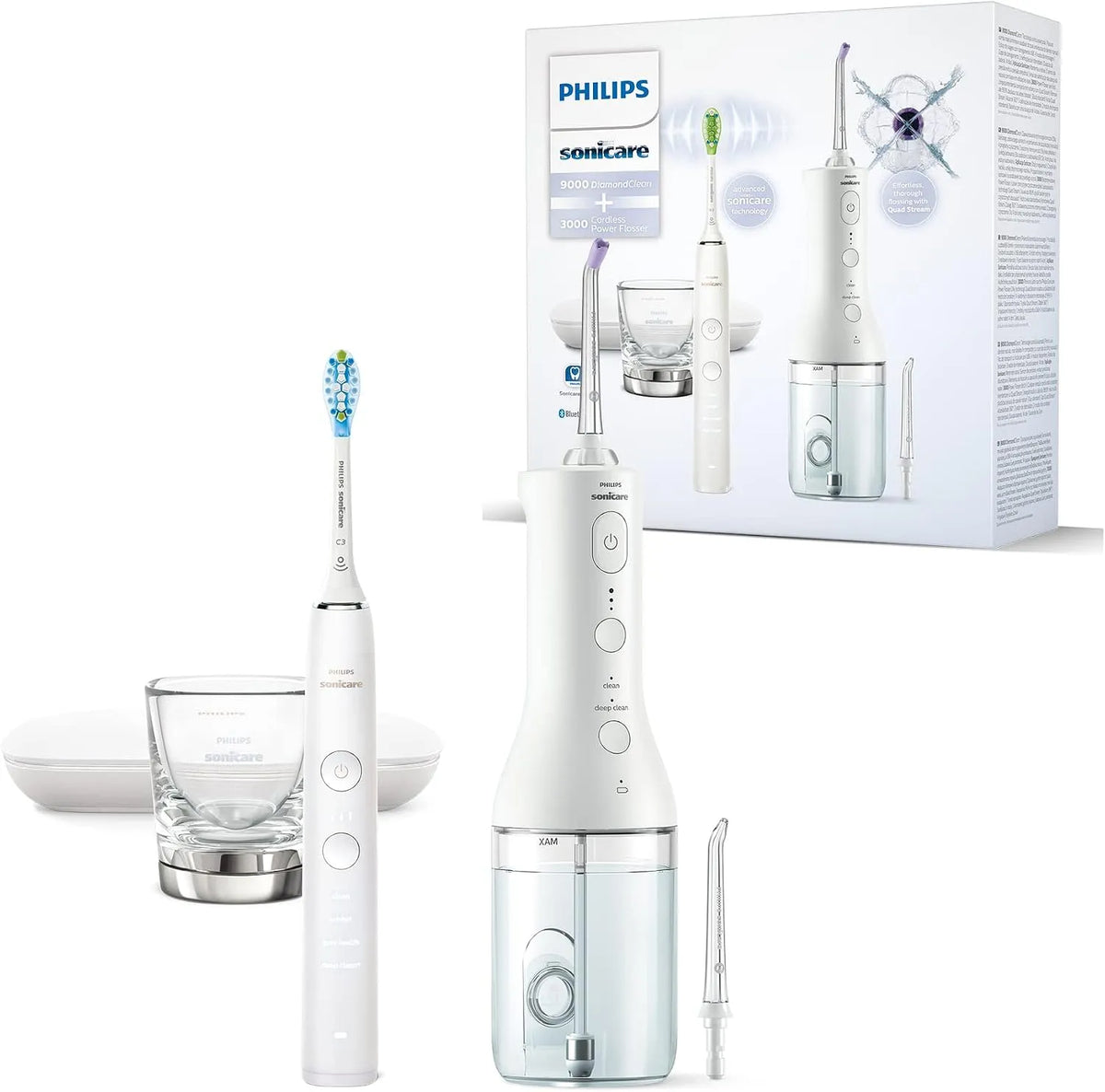 Philips HX3866/41 bianco, Pulizia di denti e gengive e rimozione della placca, Sonicare Irrigatore orale senza filo Power Flosser 3000 e spazzolino