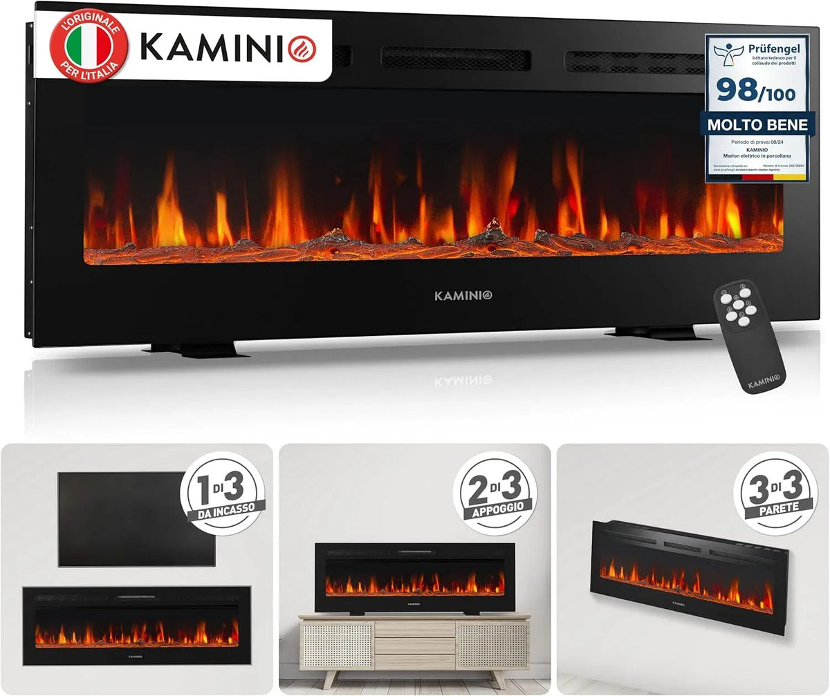 PRO 50 KAMINIO® Marlon Camino elettrico da incasso, parete o appoggio