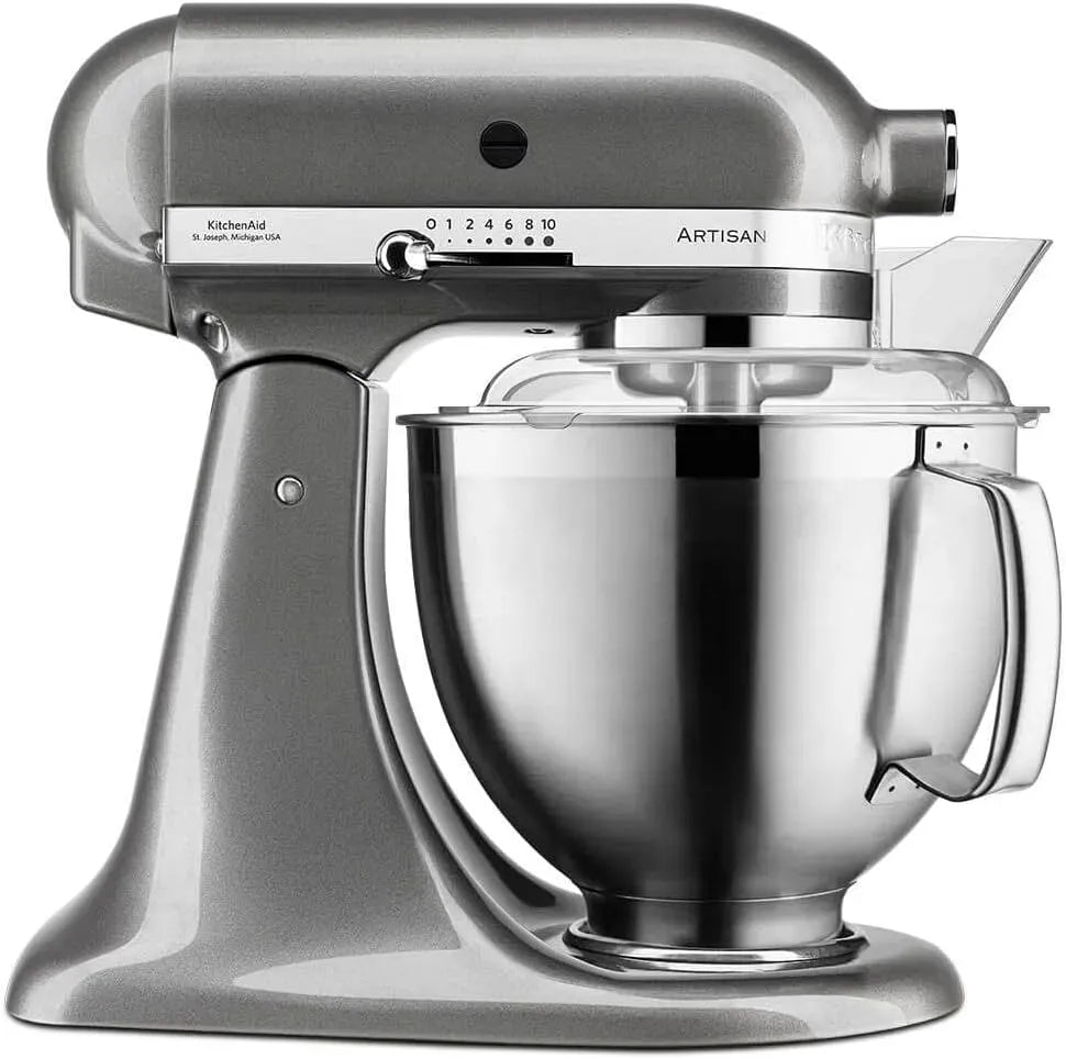 KitchenAid Robot da cucina, 4,8 L, acciaio inox, grigio, impastatrice con 2 ciotole e 3 accessori in acciaio inox