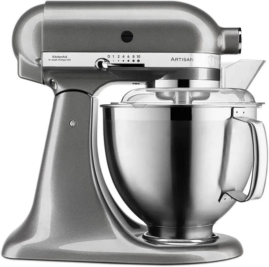 KitchenAid Robot da cucina, 4,8 L, acciaio inox, grigio, impastatrice con 2 ciotole e 3 accessori in acciaio inox