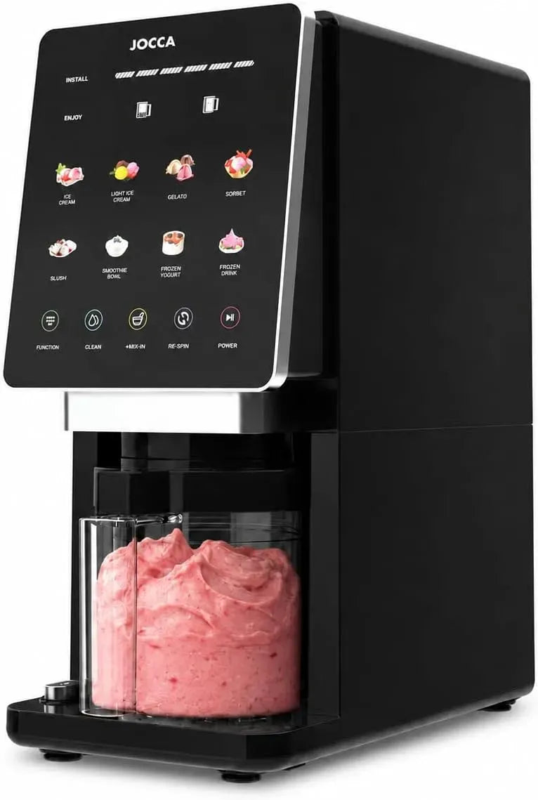 display LED touch, Gelatiera multifunzione con 11 programmi, JOCCA, prepara fino a 1,95 l di gelato con i suoi 3 contenitori, funzione di pulizia