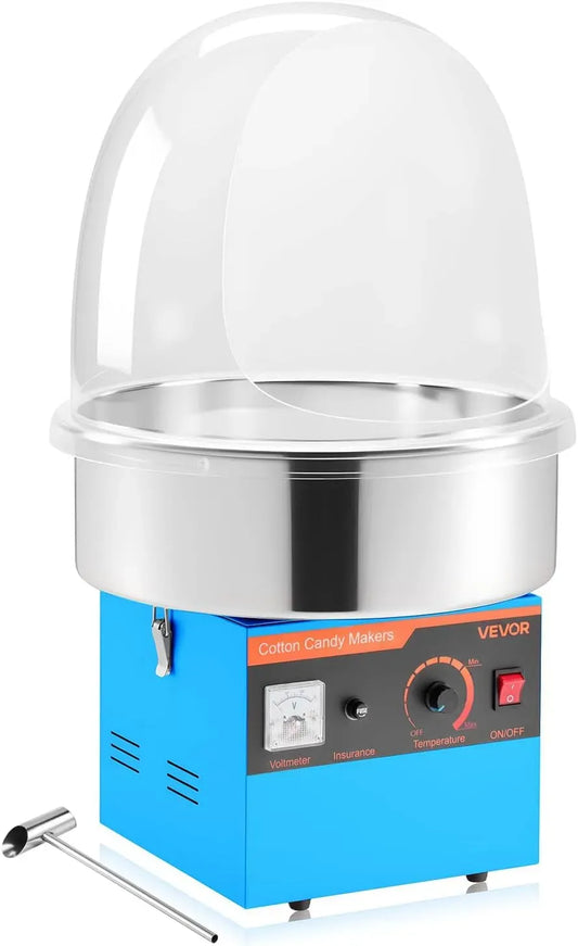 VEVOR Macchina per Zucchero, macchina zucchero filato, 1000 W, acciaio inox, blu, per Zucchero Filato Elettrica 1000 W da Banco con Coperc