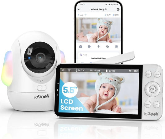 Monitor, ieGeek 2.5K/4MP, Wi-Fi, schermo per PC, monitor video per bambini, Luce Notturna