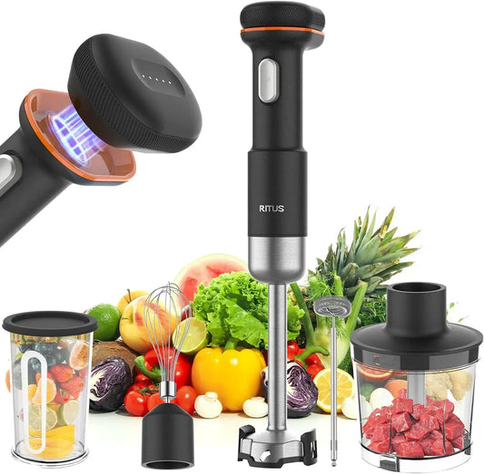 Frullatore, portatile, Ritus 13000 giri/min, mixer da cucina, Frullatore a immersione senza fili 5 in 1