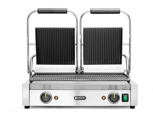 Grill/Griglia, Piastra, piastra per panini e sandwich, 3600 W, 230 V, 216 mm, professionale, ghisa, acciaio inox, HENDI