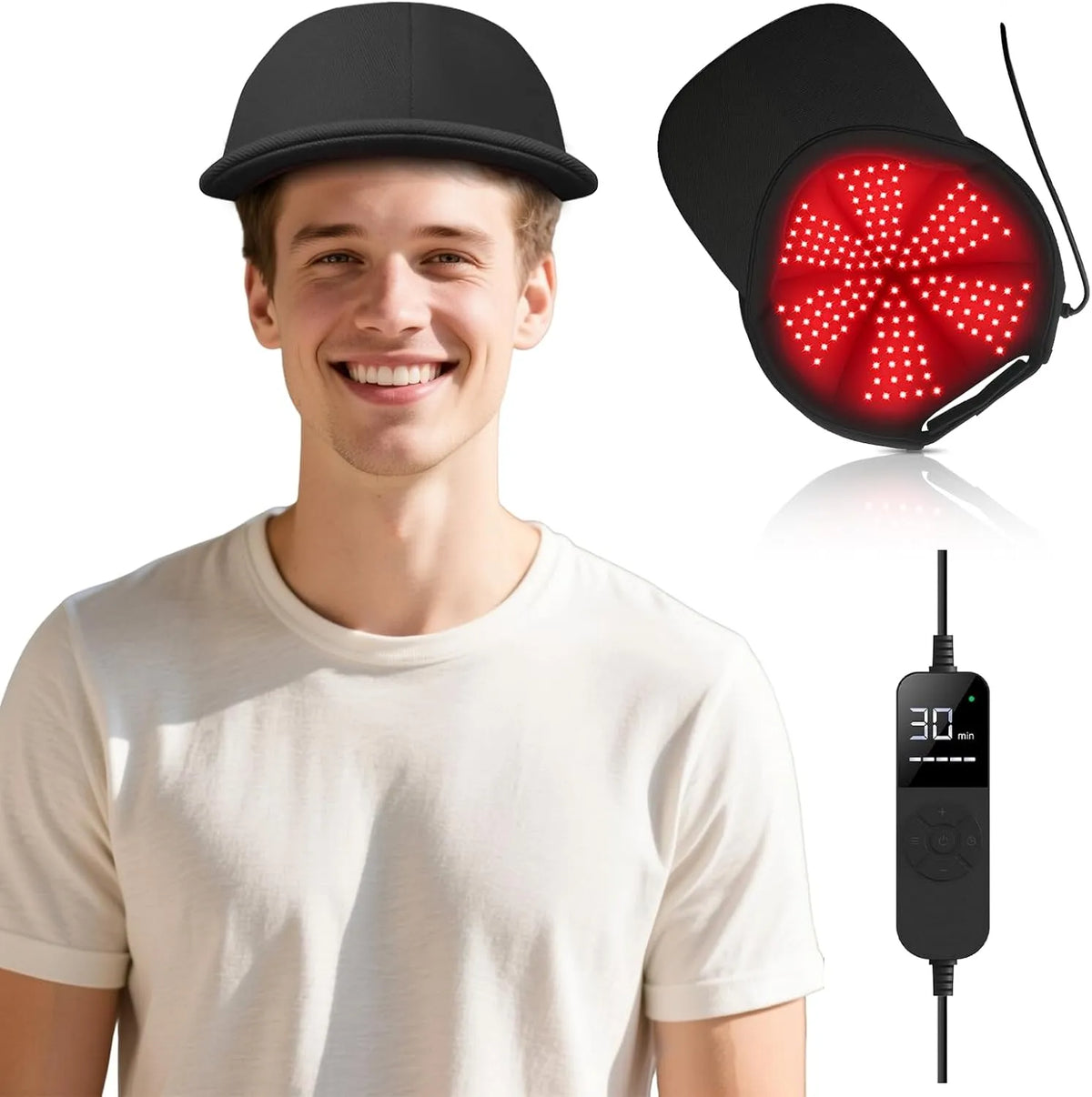 5 Modalità, Casco Laser LLLT per Capelli dotato di Luce Rossa e Infrarossi