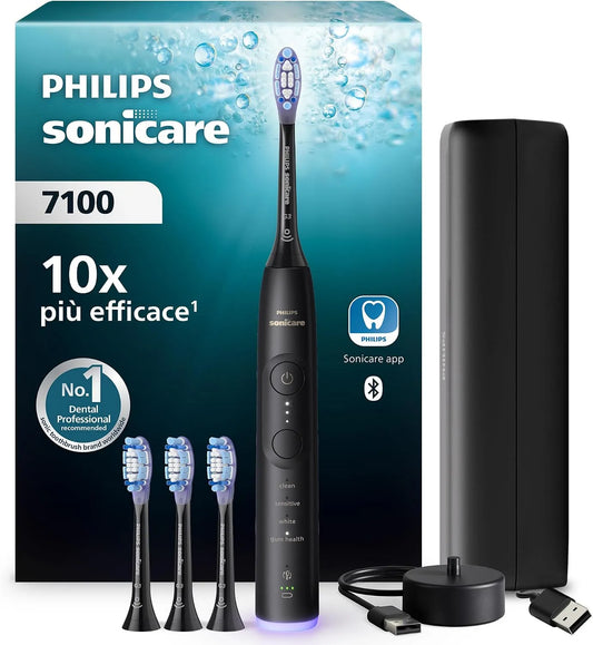 Philips HX7421/08 EasyStart, avviso di pressione, Sonicare 7100 spazzolino elettrico sonico con app, 4 modalità di spazzolamento e 3 livelli di