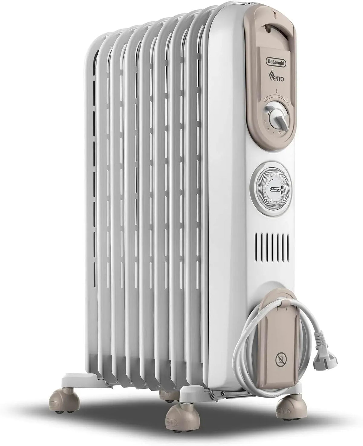 De'Longhi V550918T.WB Termoventilatore, 1800 W, timer, 3 livelli, bianco, per Ambienti Fino a 54m³, 9 Elementi, 3 Livelli di Potenza
