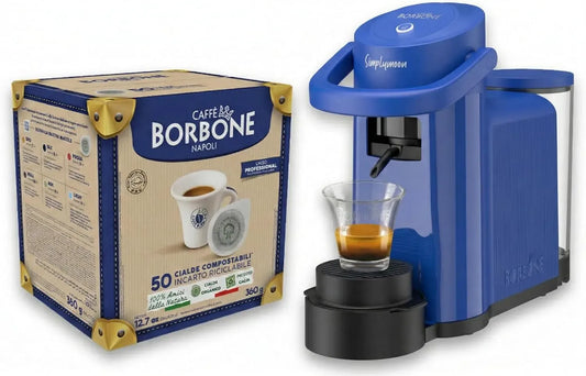Macchina da caffè, CAFFÈ BORBONE, blu, caffettiera elettrica, Simplymoon Macchina da Caffè a Cialde Blu