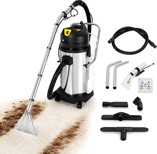 Aspirapolvere 3-in-1, 40 L, 1034 W, portatile, acciaio inox, Lavatappeti con Contenitore 40L 1034W, Pulitore Tappezzeria Portatile per Auto
