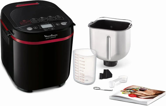 Moulinex OW2208 Macchina per il pane, 650 W, 17 programmi, panificatrice, 3 livelli, nero, Avvio Ritardato Fino a 15 Fre