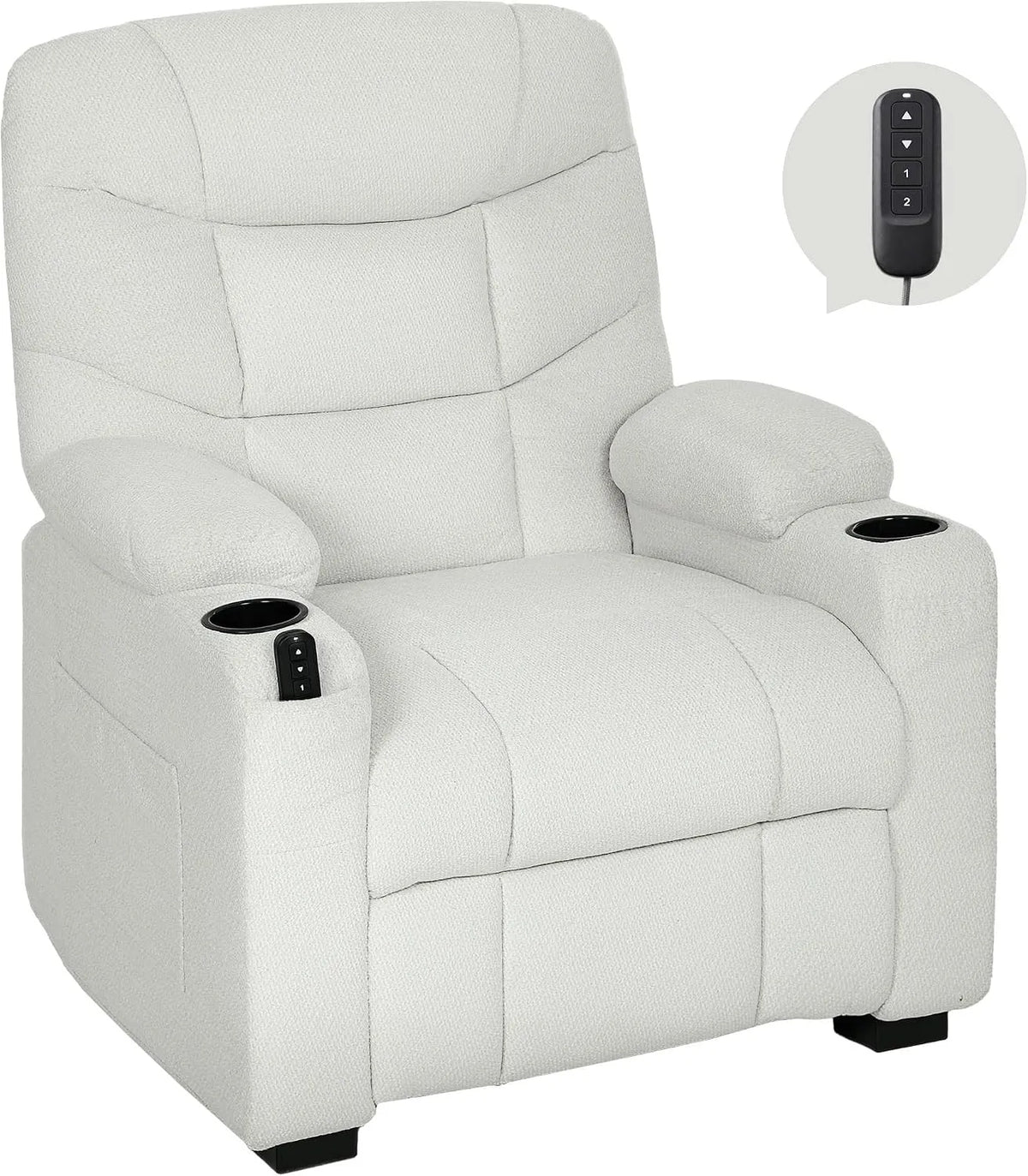 Poltrona relax con massaggio, HOMCOM, Poltrona Relax Elettrica Reclinabile 150° con Poggiapiedi Crema