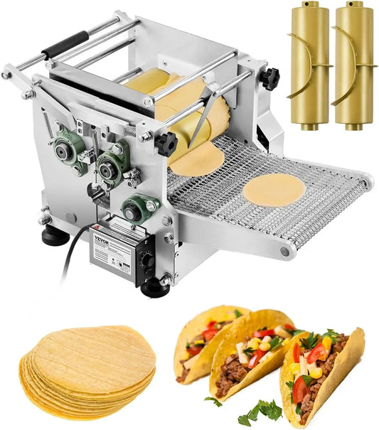 VEVOR Macchina, 250 W, 101,6 mm, 152,4 mm, pizza, rivestimento antiaderente, per Tortillas da 250 W Macchina Automatica per Tortilla