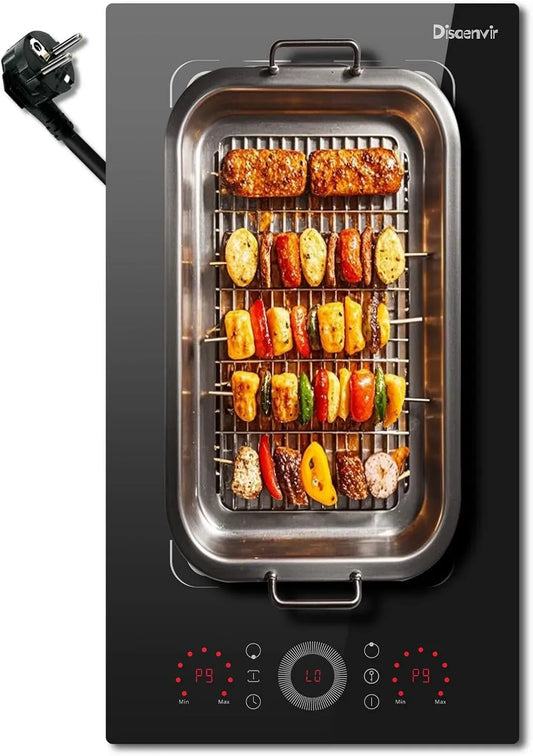 Forno elettrico, 30 cm, 2 fuochi, 3500 W, da incasso, Boost, timer, nero, Piano Induzione 2 Fuochi Incasso Flex Zone con Spina, Funzione Boost
