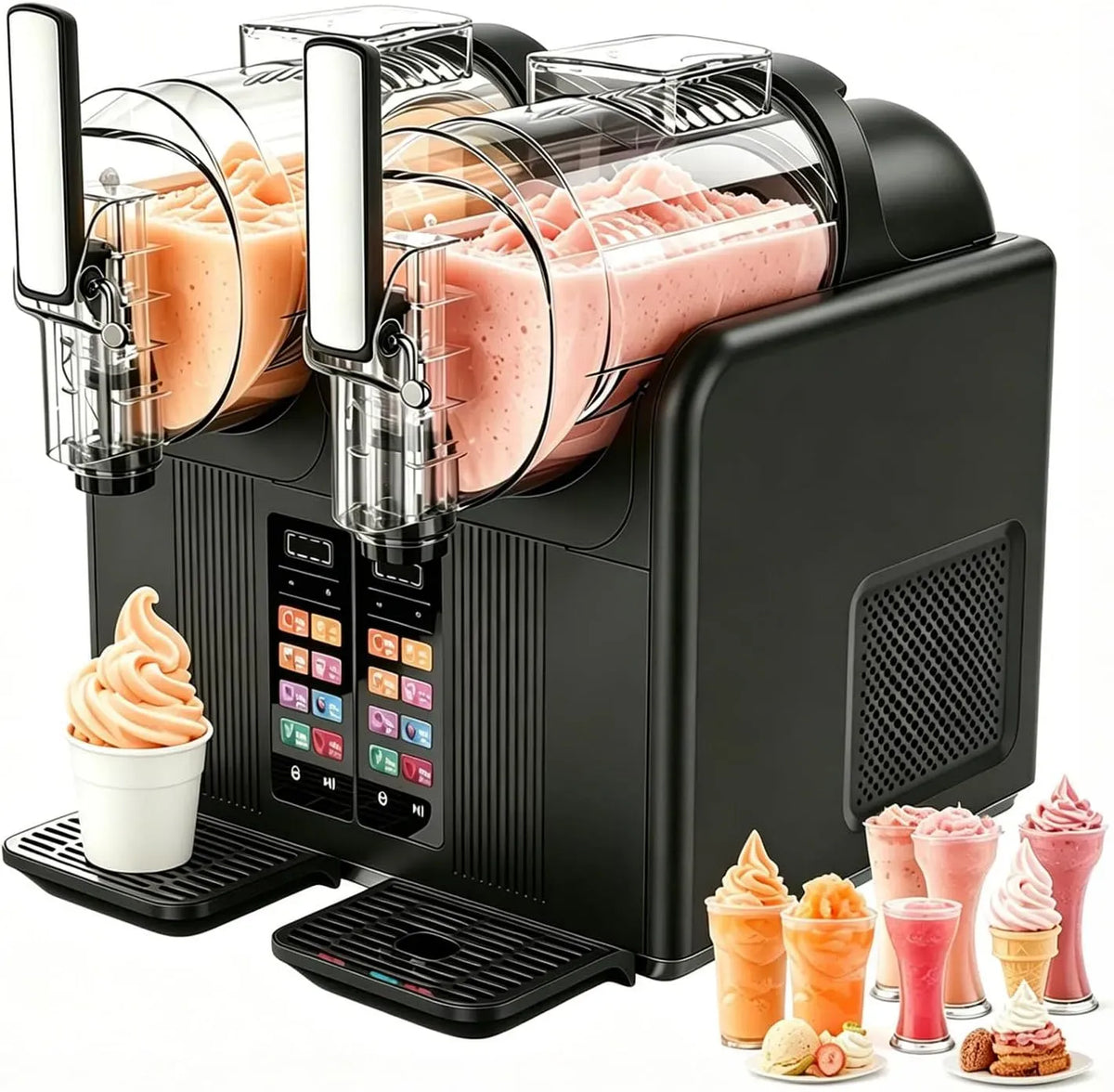 Macchina per Granite, macchina per gelato e sorbetto, 7 programmi, ampio serbatoio, professionale, nero, per Granite E Gelatiera 2 in 1