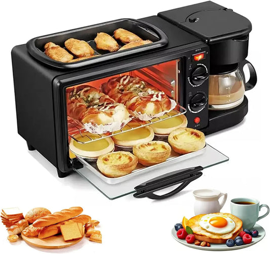 Forno elettrico, 9 L, 1250 W, rivestimento antiaderente, Stazione Colazione 3 in 1