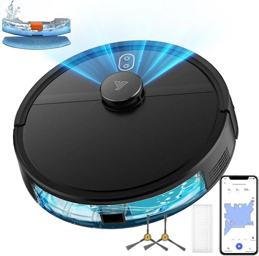 Robot aspirapolvere, aspirapolvere robot, lavapavimenti elettrico, Robot Aspirapolvere Lavapavimenti con Mappatura LiDAR Navigation 5000Pa