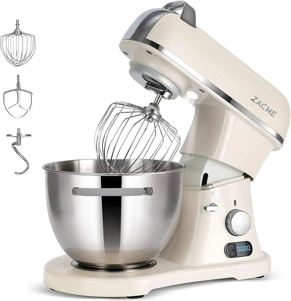 Robot da cucina, 7 L, 1500 W, ZACME Elegance, display LCD, acciaio inox, bianco, 11 velocità