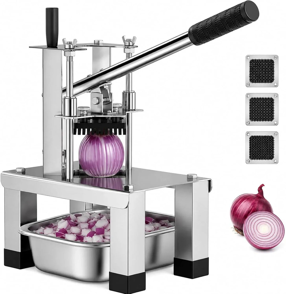 Friggitrice ad aria 7mm/10mm/14mm, professionale, acciaio inox, Tagliapatate con 3 Lame in Acciaio Inox