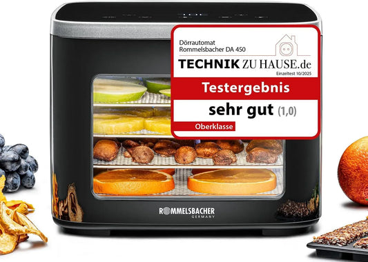 Rommelsbacher DA 450 Asciugatrice, timer, display LCD, acciaio inox, timer 99 ore, superficie di essiccazione 0,2 m², 2 stampi per cereali