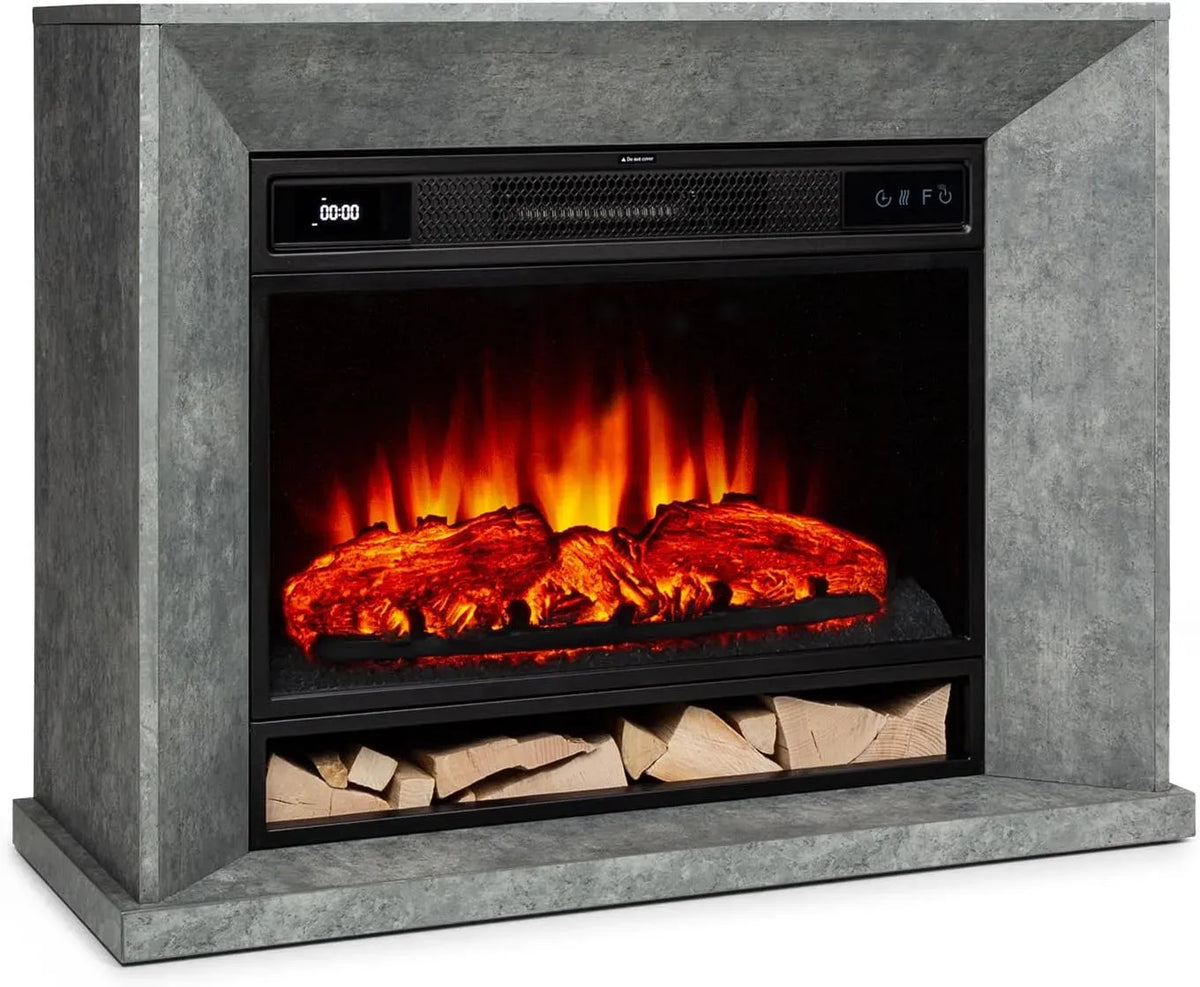Klarstein fuoco elettrico dotato di tecnologia LED, Crater Lake Camino elettrico 1900 W, telecomando, termostato, camino effetto cemento