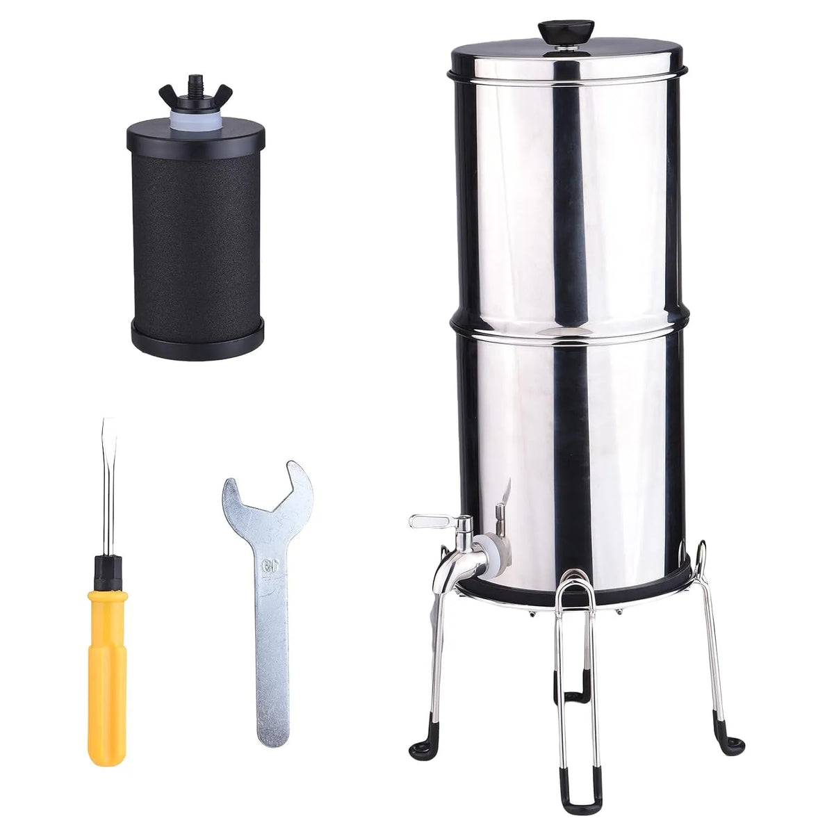 K8779A dotato di staffa, di Filtraggio Dell'acqua in Acciaio Inossidabile da 1 Gallone Portatile per Viaggi in Campeggio, Escursionismo Depuratore